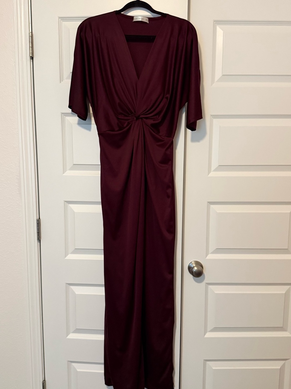 Wine Red Long Dress with Scoop Neck Top